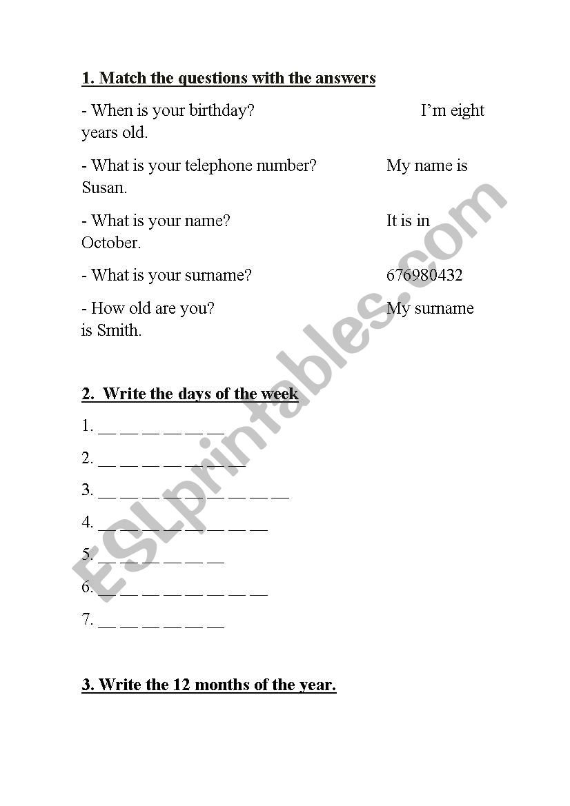 First grade revision worksheet