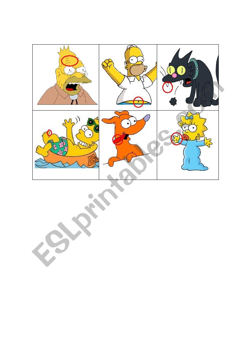 Bingo body parts - The simpsons 8/8