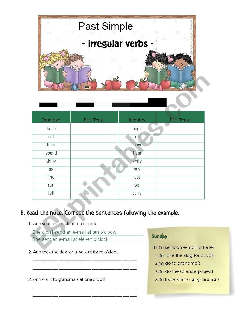 Past simple irregular verbs worksheet