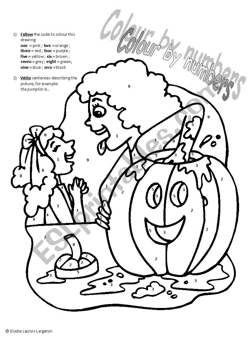 colour by numbers - halloween pumpkin