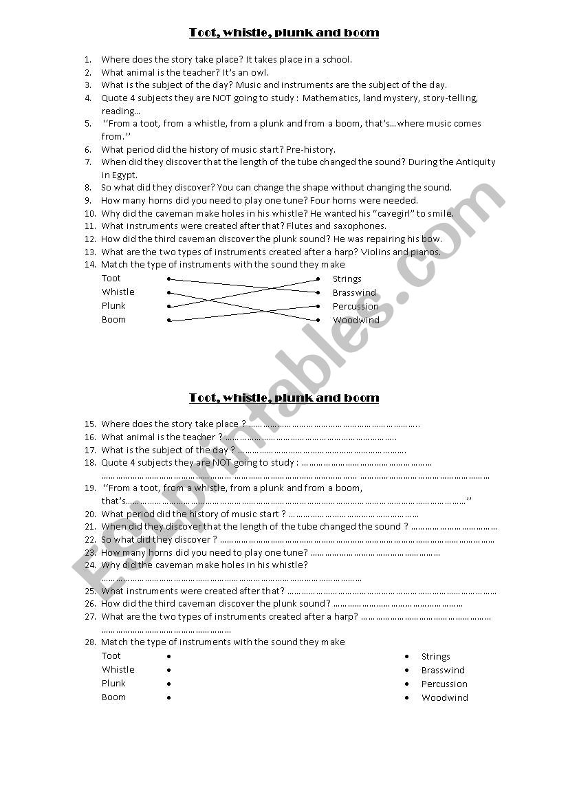 Music history worksheet