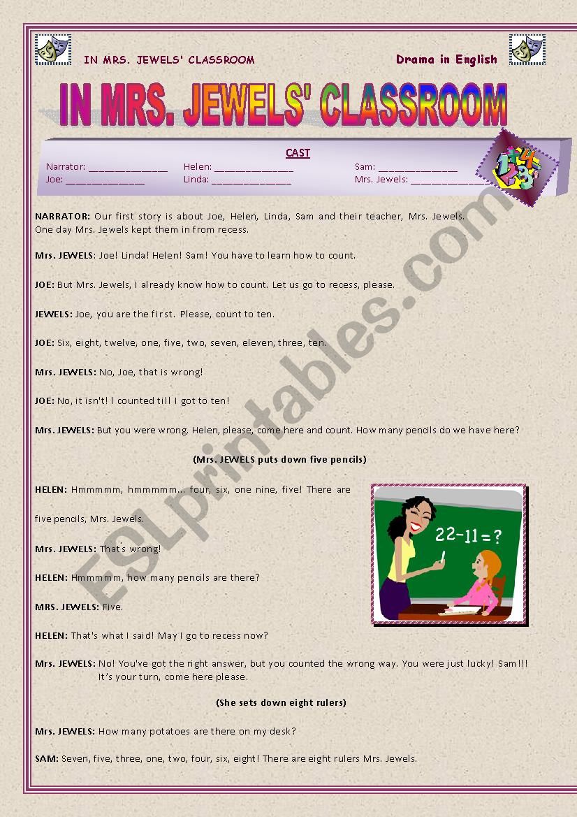 Playscript: In Mrs. Jewels classroom