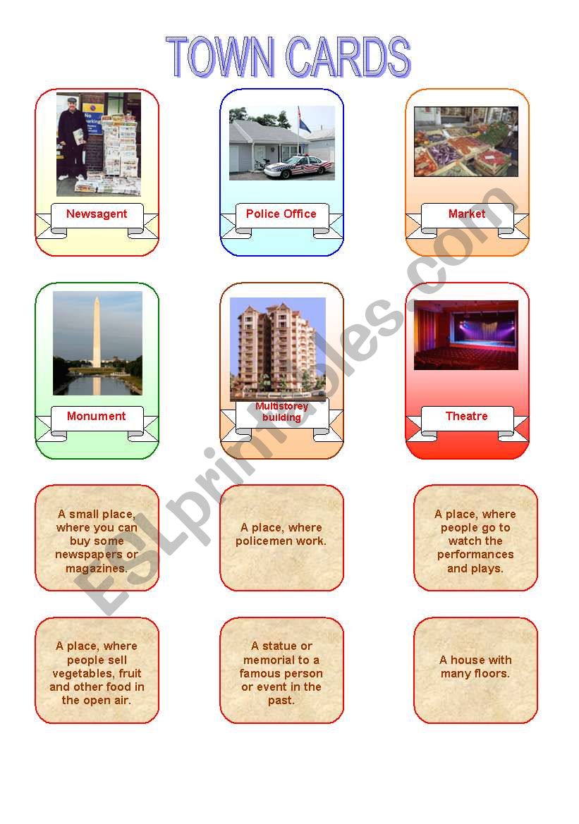 Town Cards (part 2) worksheet