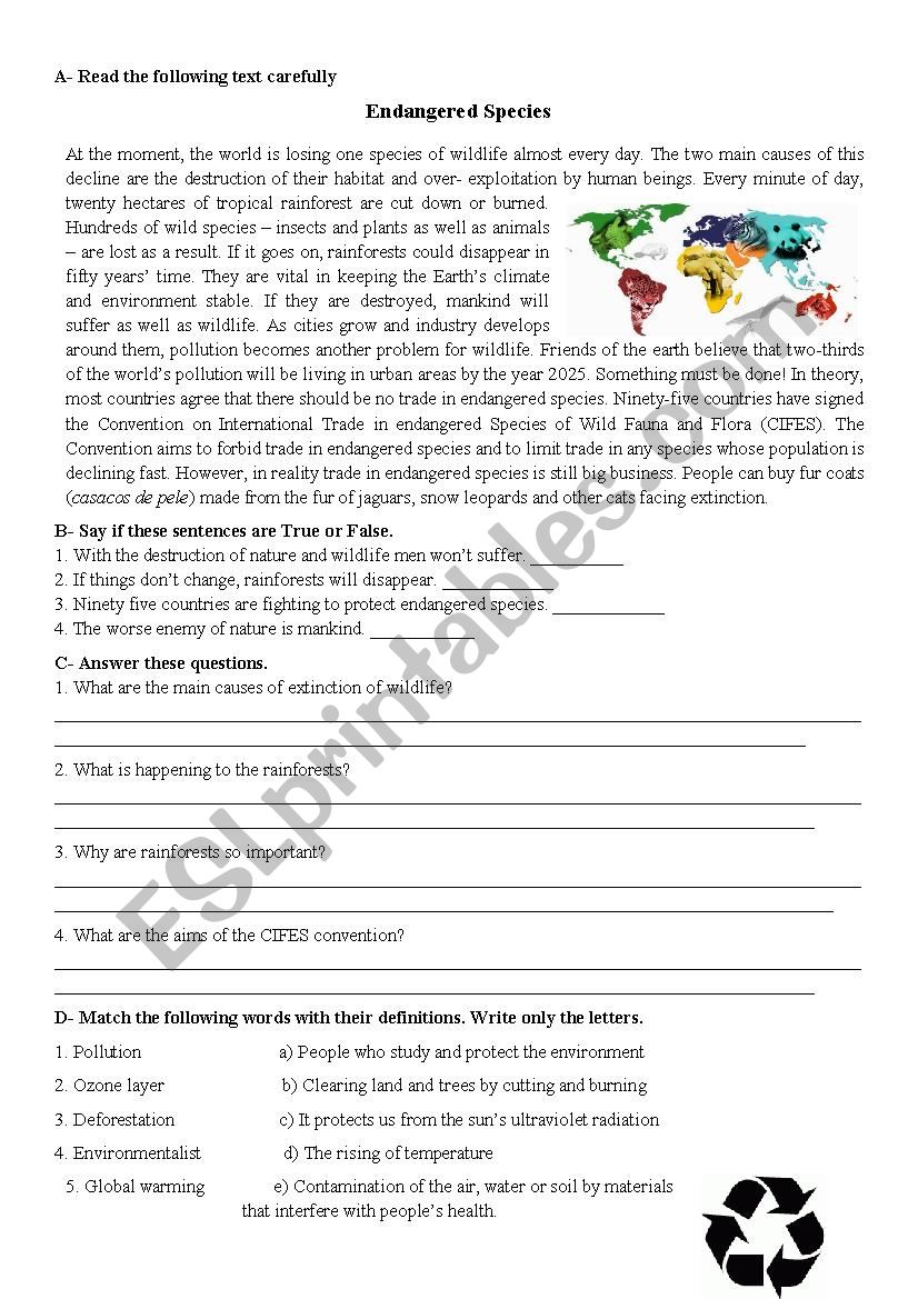 Endangered Animals worksheet