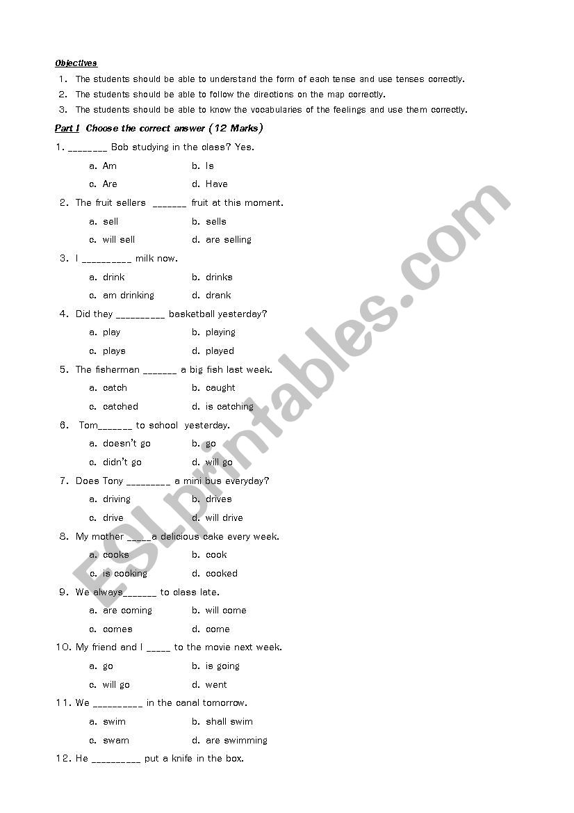 Tenses, feeling and Directions