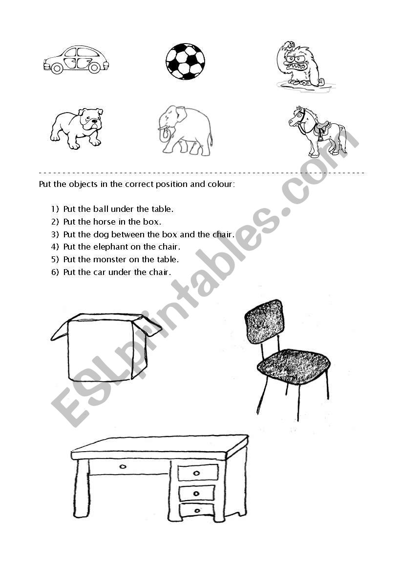 Prepositions: in, on, under and between