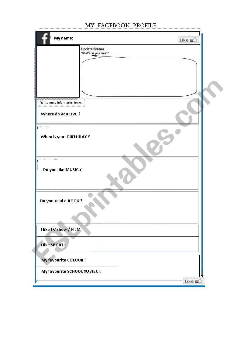 fb profile worksheet