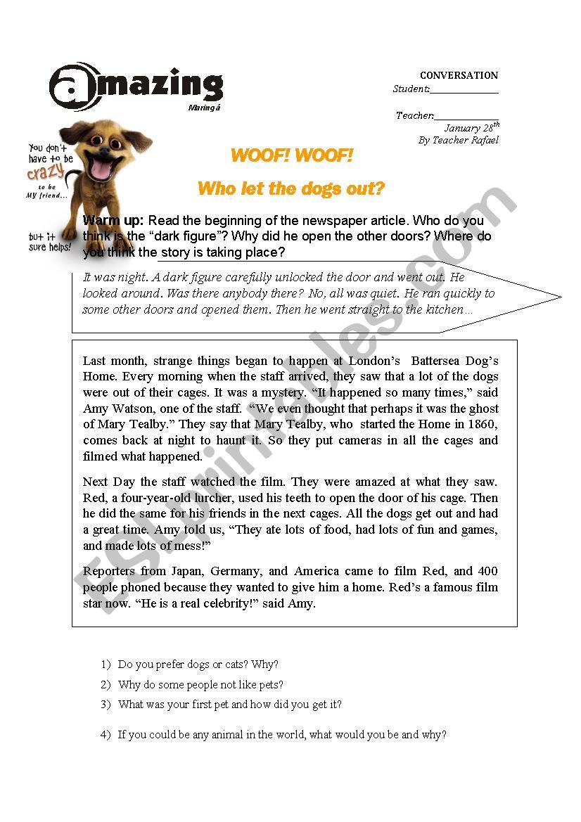 Woof worksheet