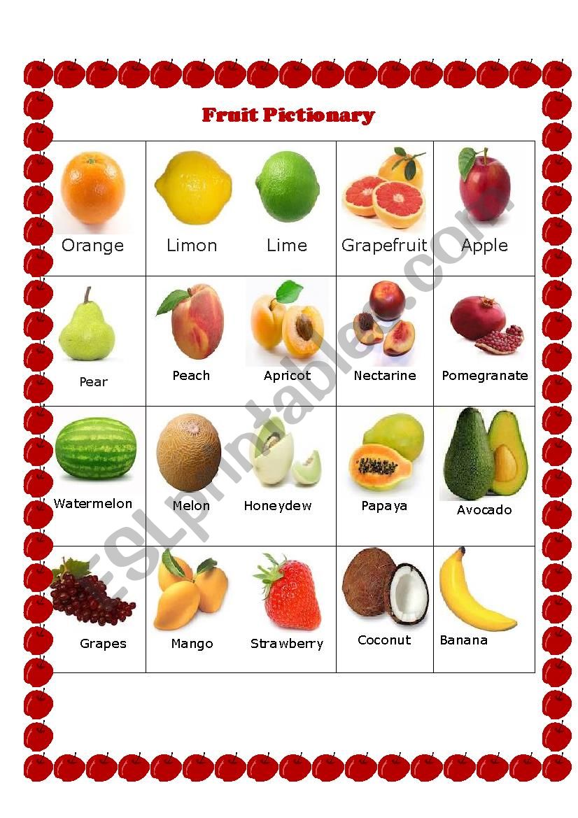 Fruit Pictionary worksheet