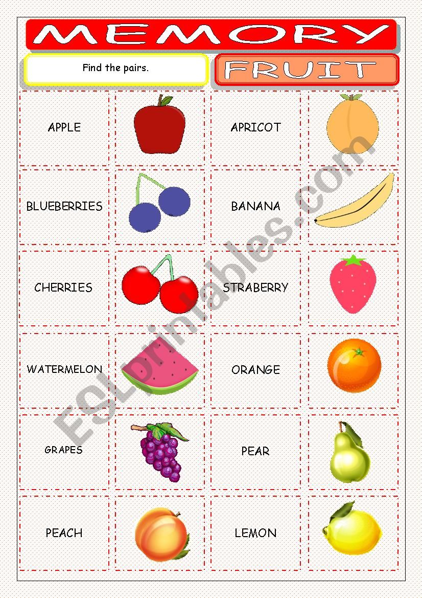 Fruit Memory worksheet