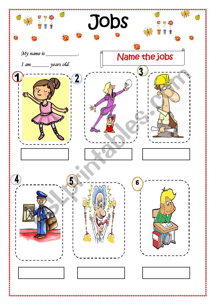 Common Jobs worksheet worksheet