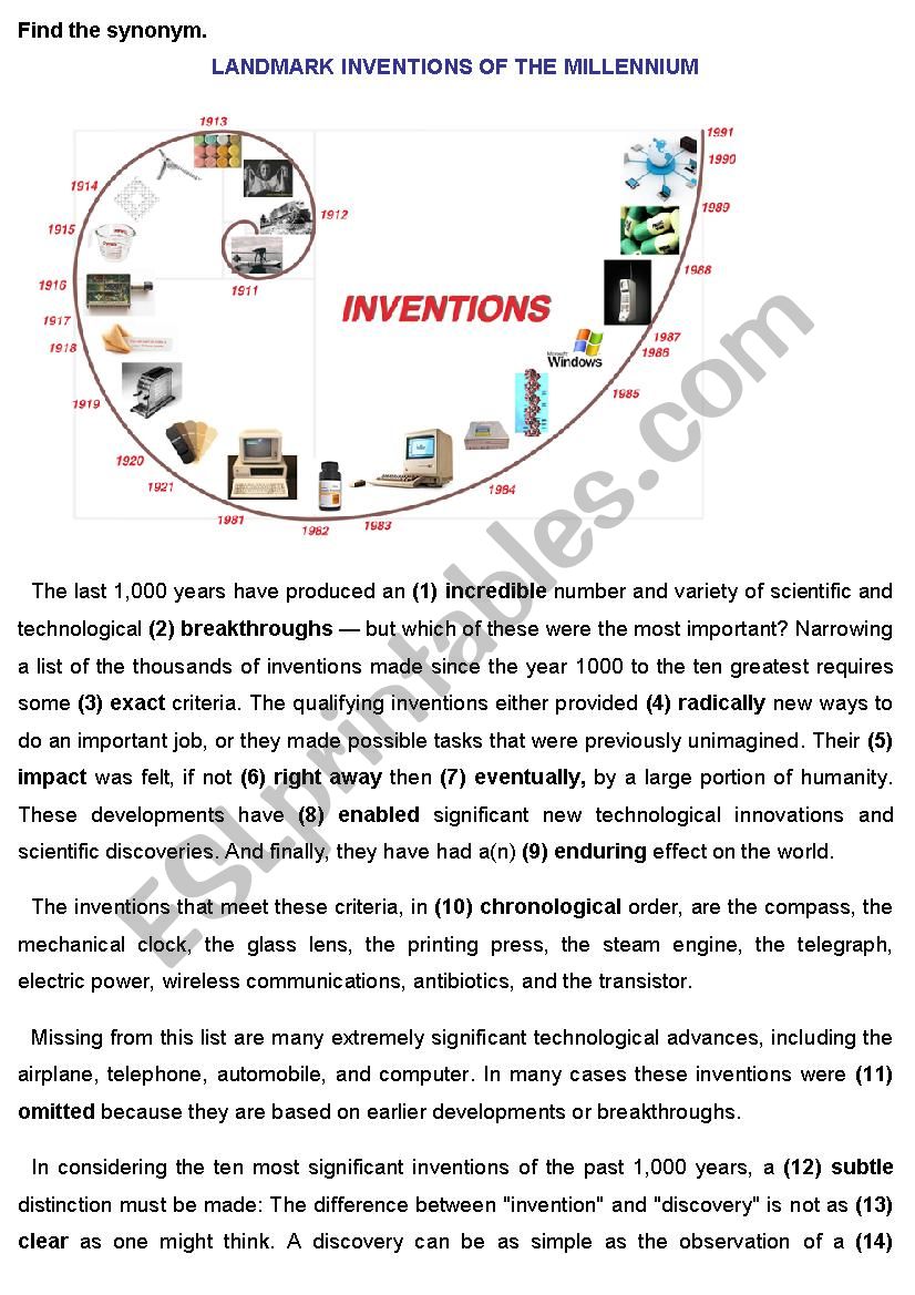 Inventions: LANDMARK INVENTIONS OF THE MILLENNIUM (KEY)