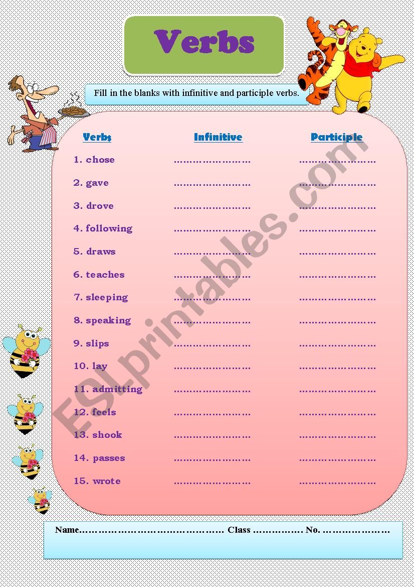 Verbs worksheet