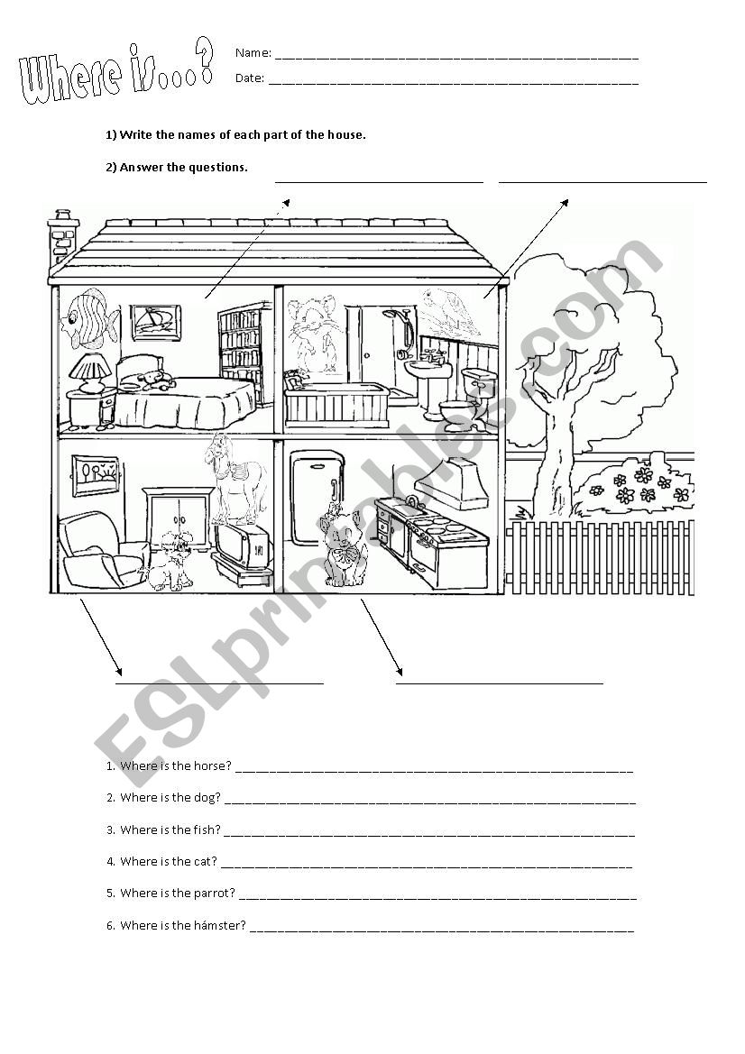 Parts of a house worksheet