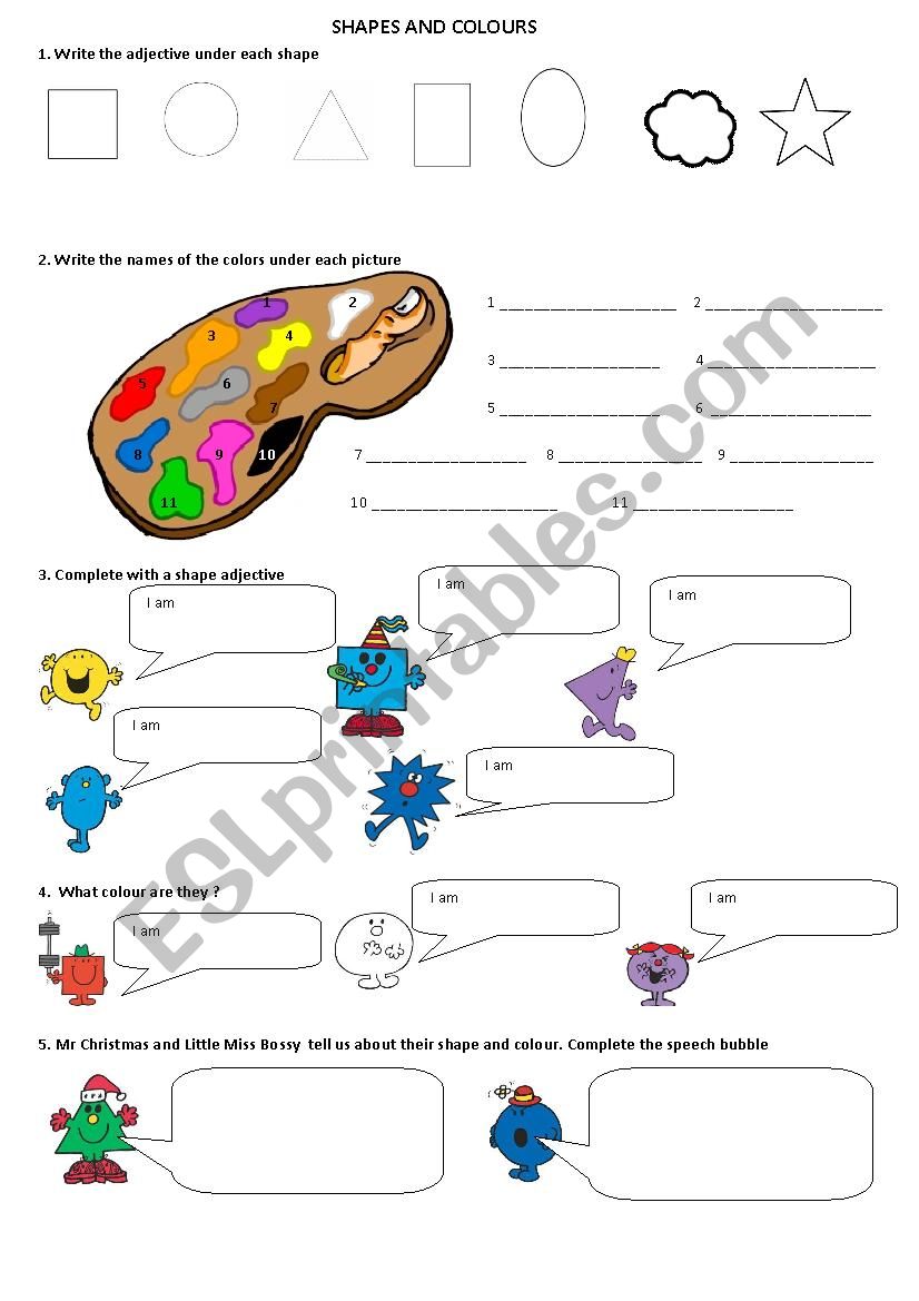 shapes and colours worksheet