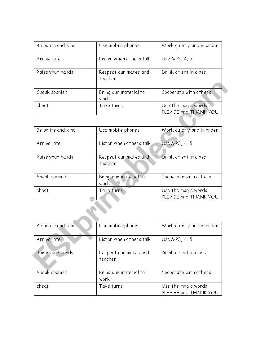 Classroom Rules  worksheet