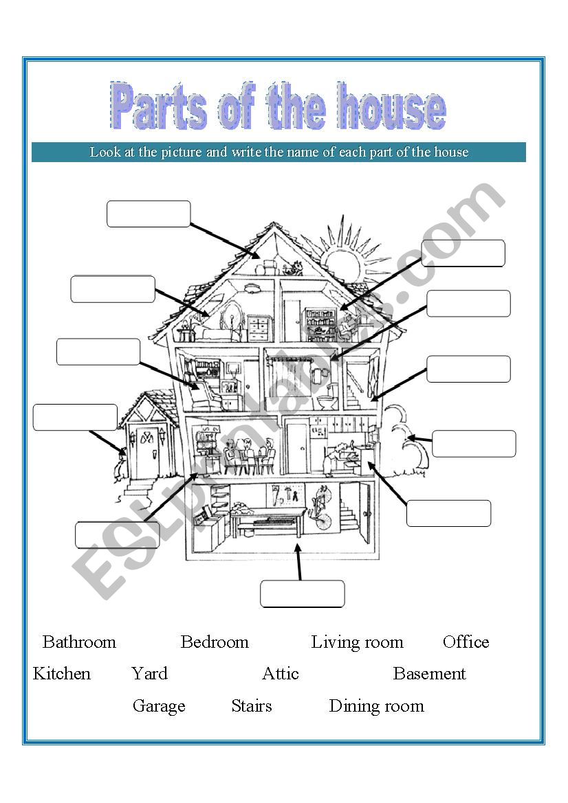 Parts of the house worksheet