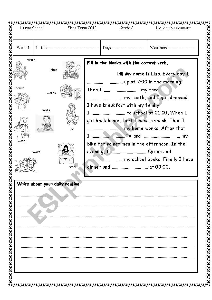 revision assignment worksheet