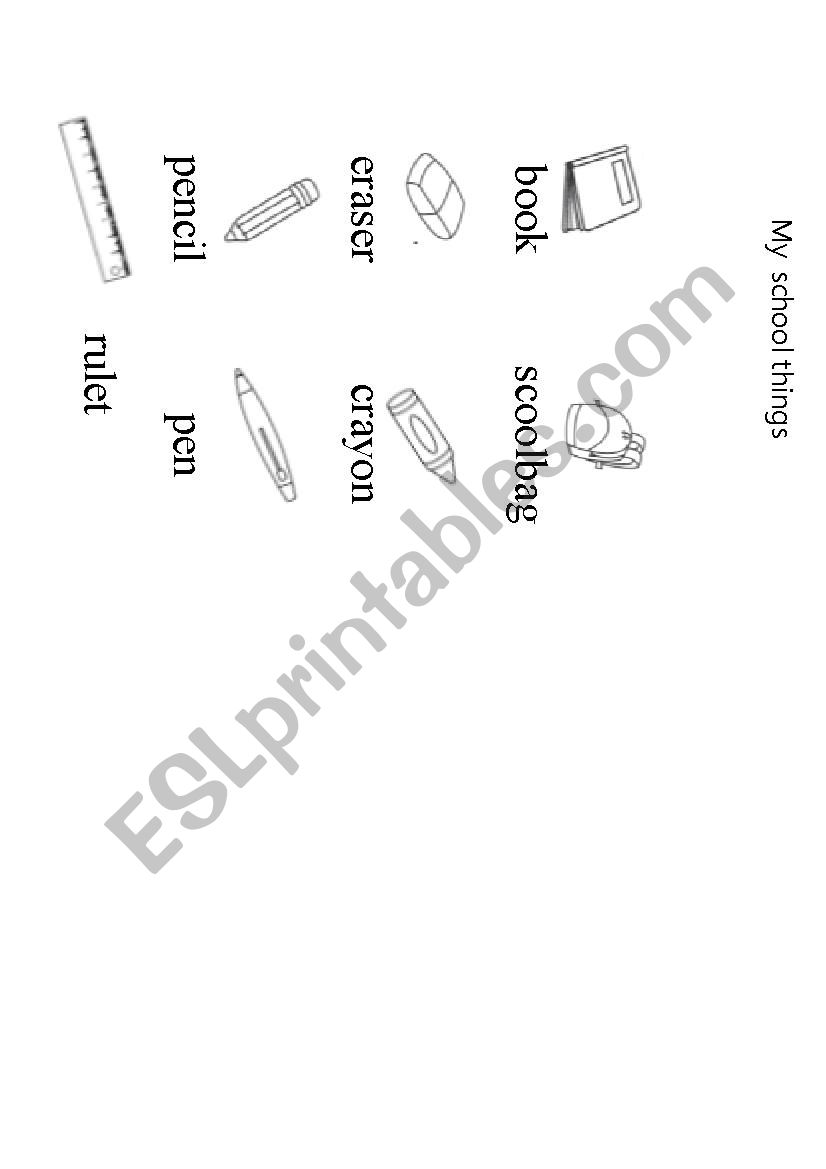 My school things worksheet