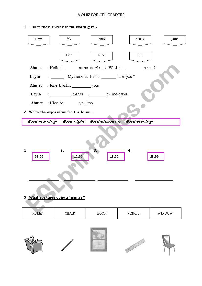 quiz for little kids worksheet