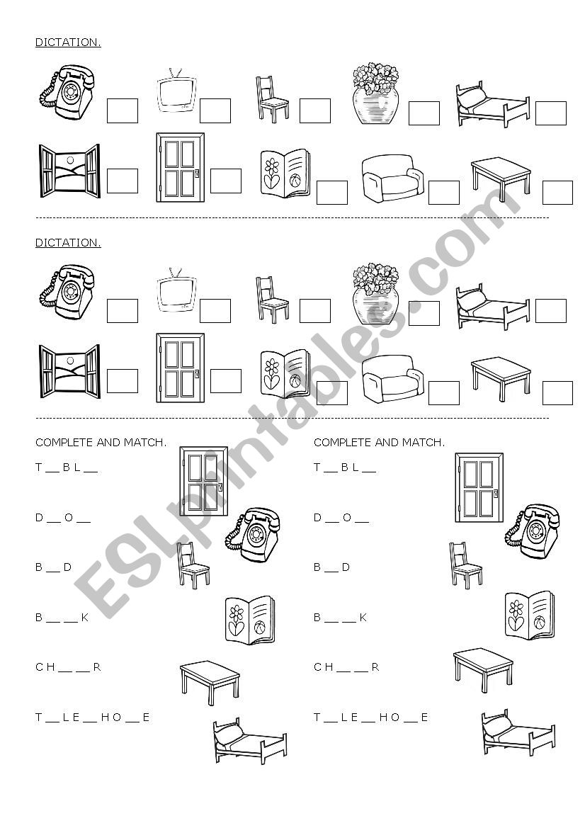 DICTATION worksheet