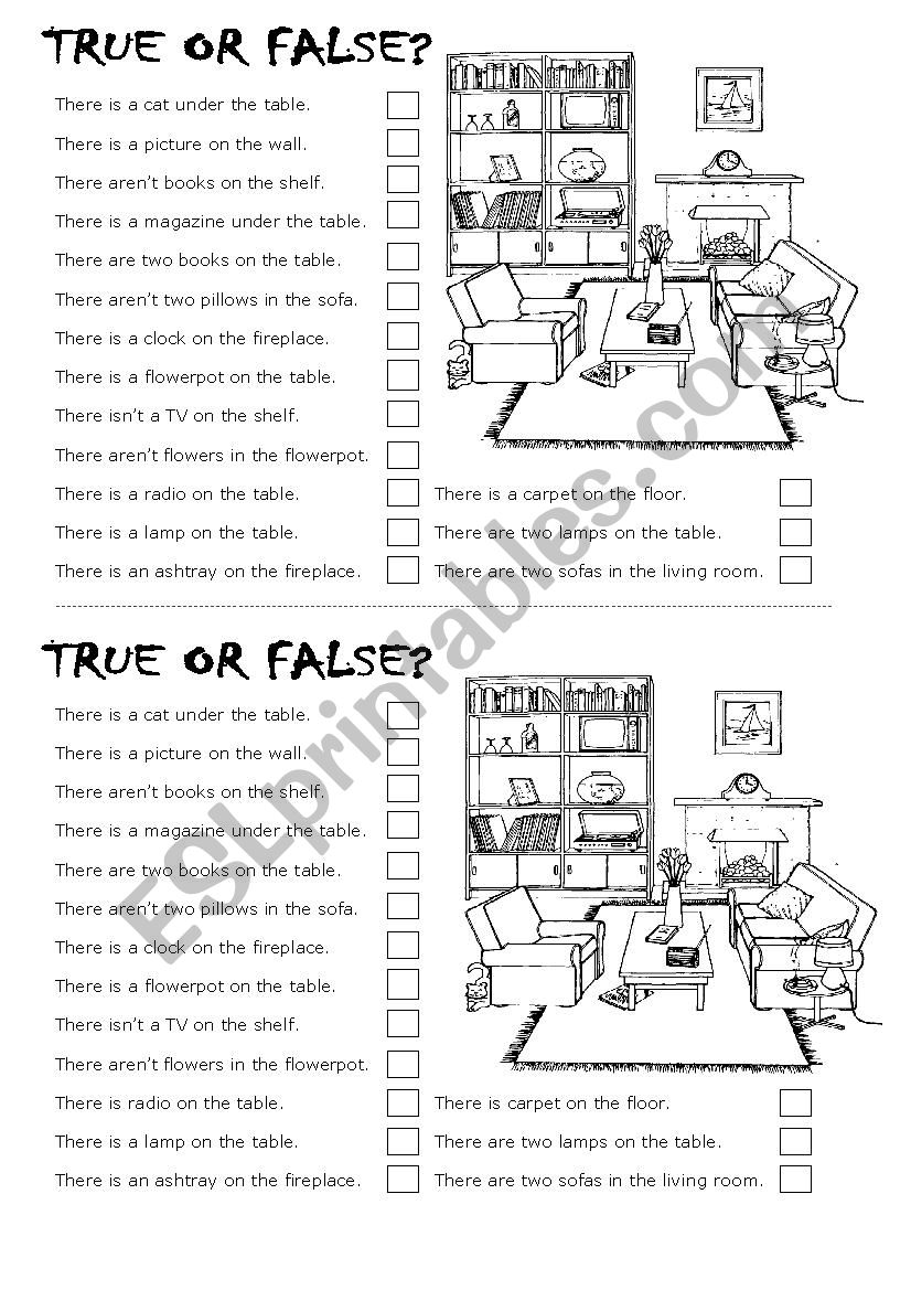 Prepositions.-true or false worksheet