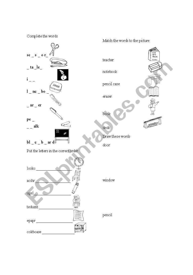 Spelling and Vocabulary Test worksheet
