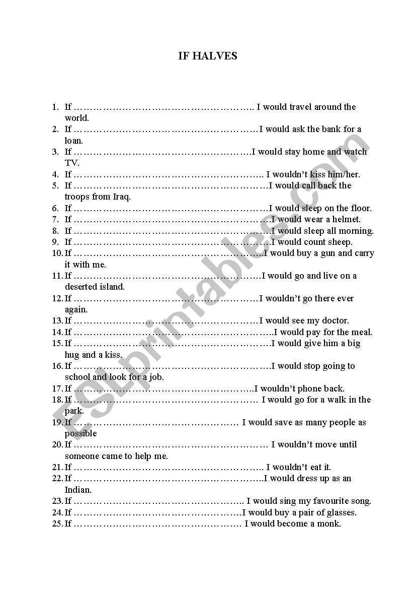 If clauses worksheet