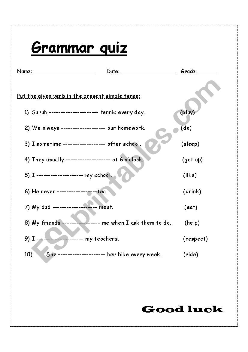 present simple worksheet