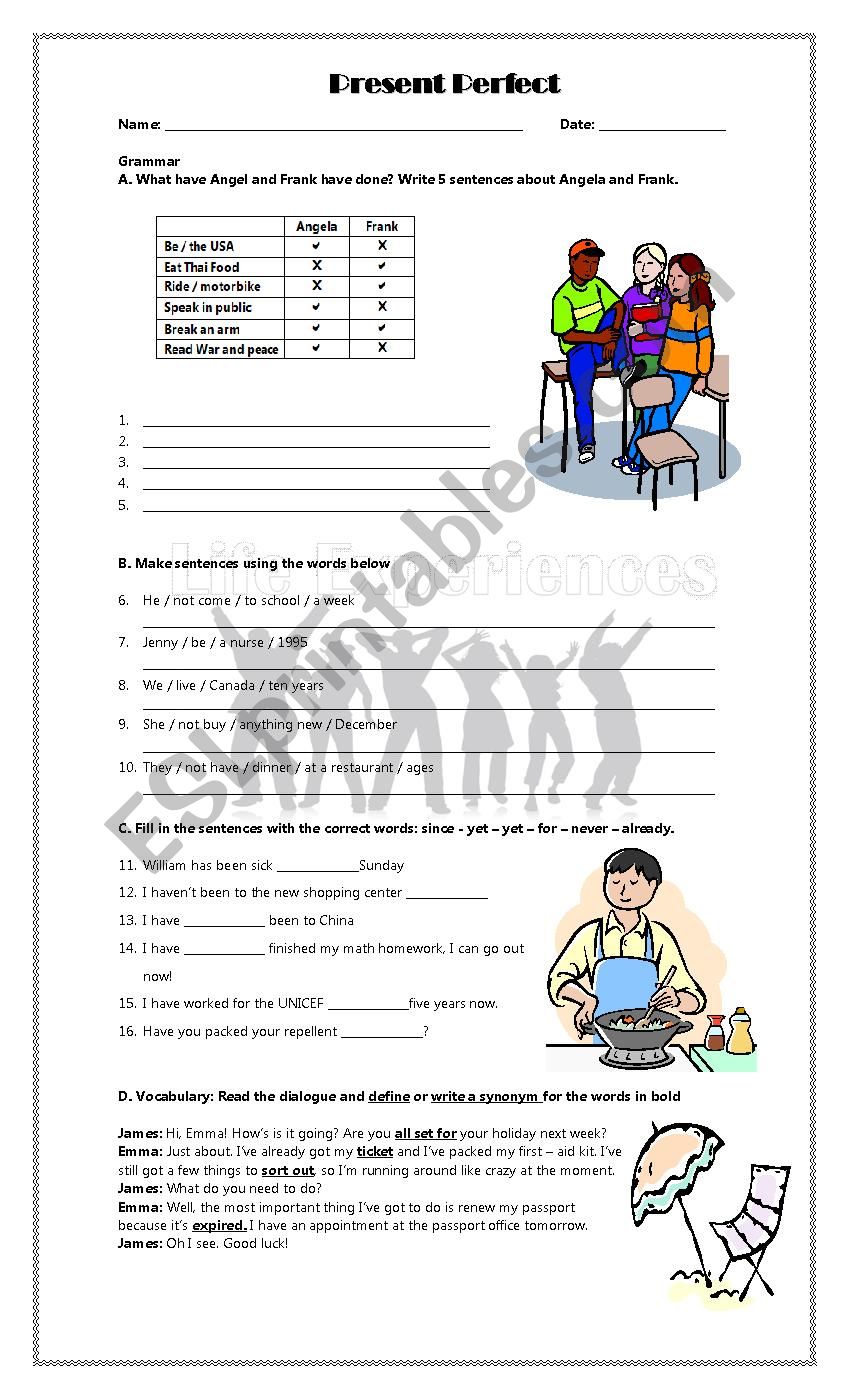 Present Perfect worksheet