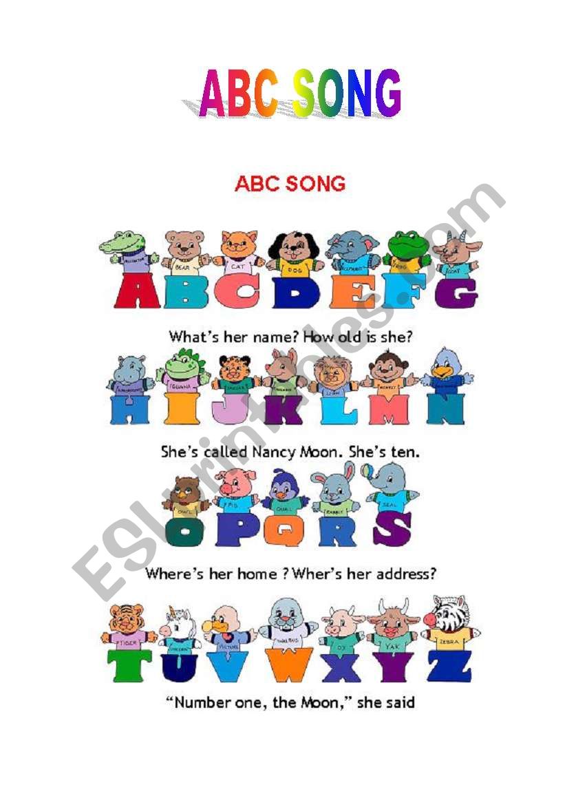 ABC SONG worksheet