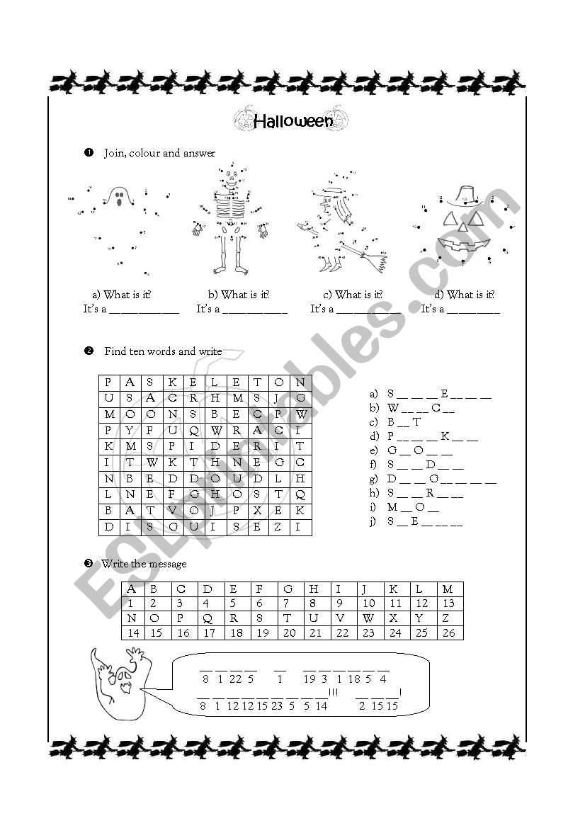 Halloween activities worksheet