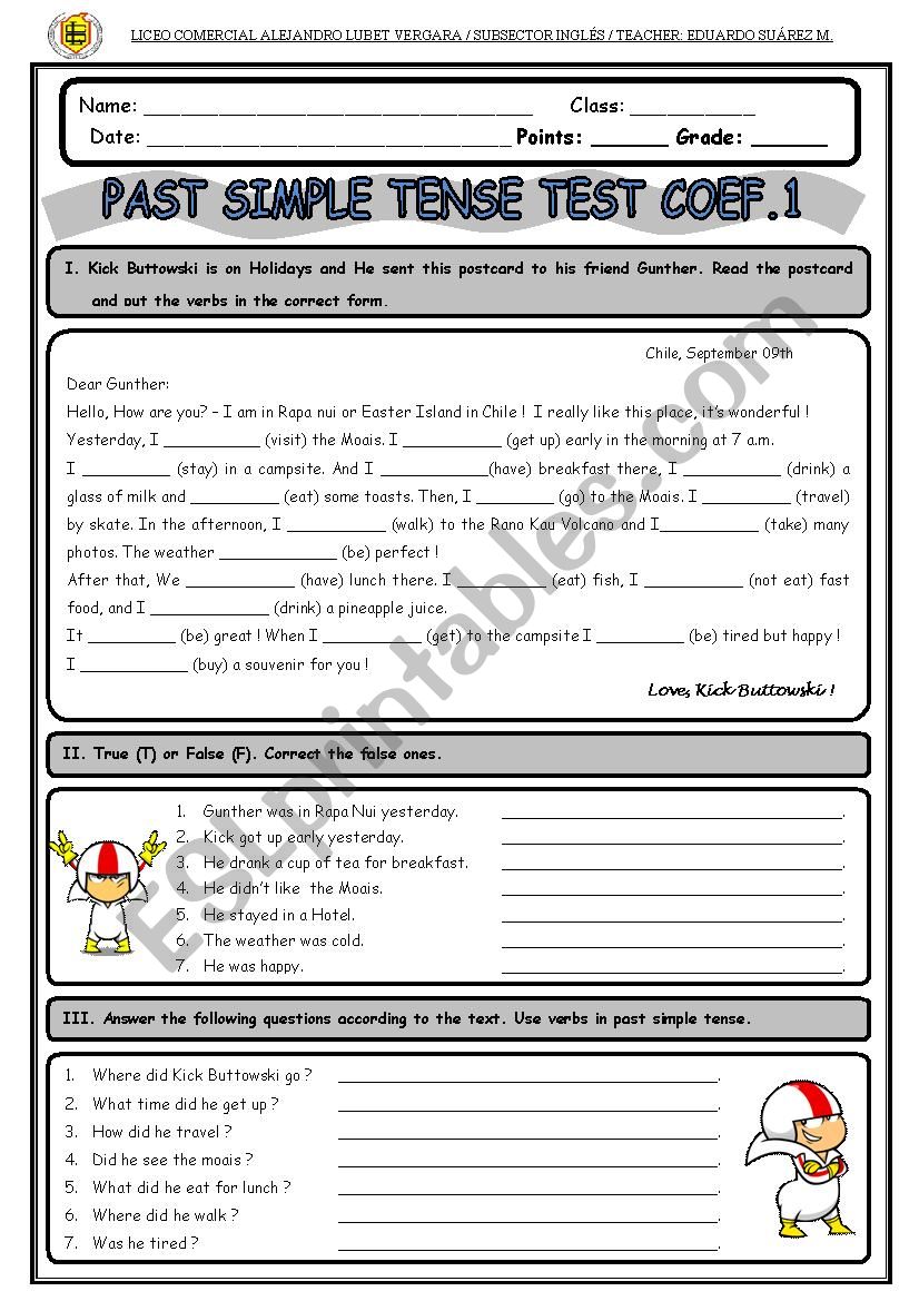 Past Simple - Kick Buttowski worksheet