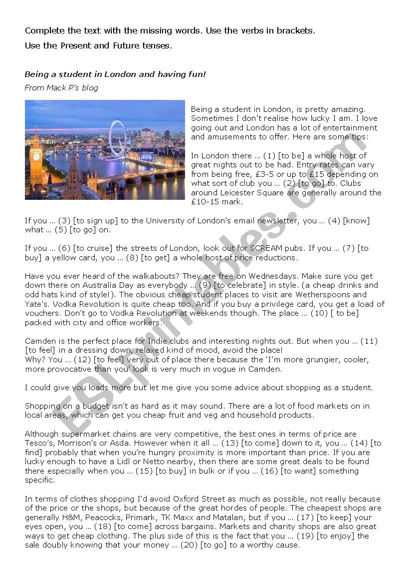 Present and future tense worksheet