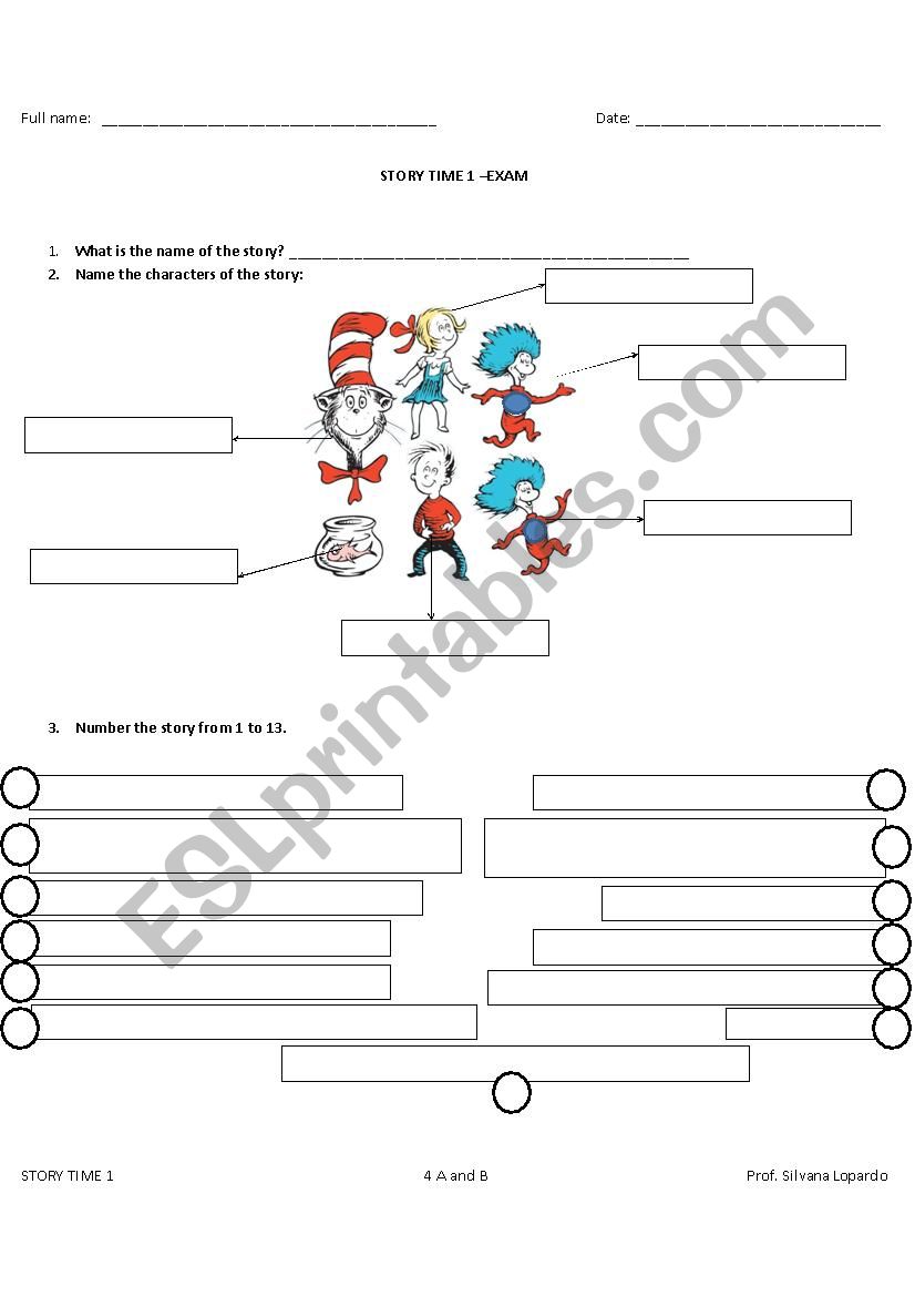 The Cat in the Hat by Dr. Seuss - ESL worksheet by silvilopa
