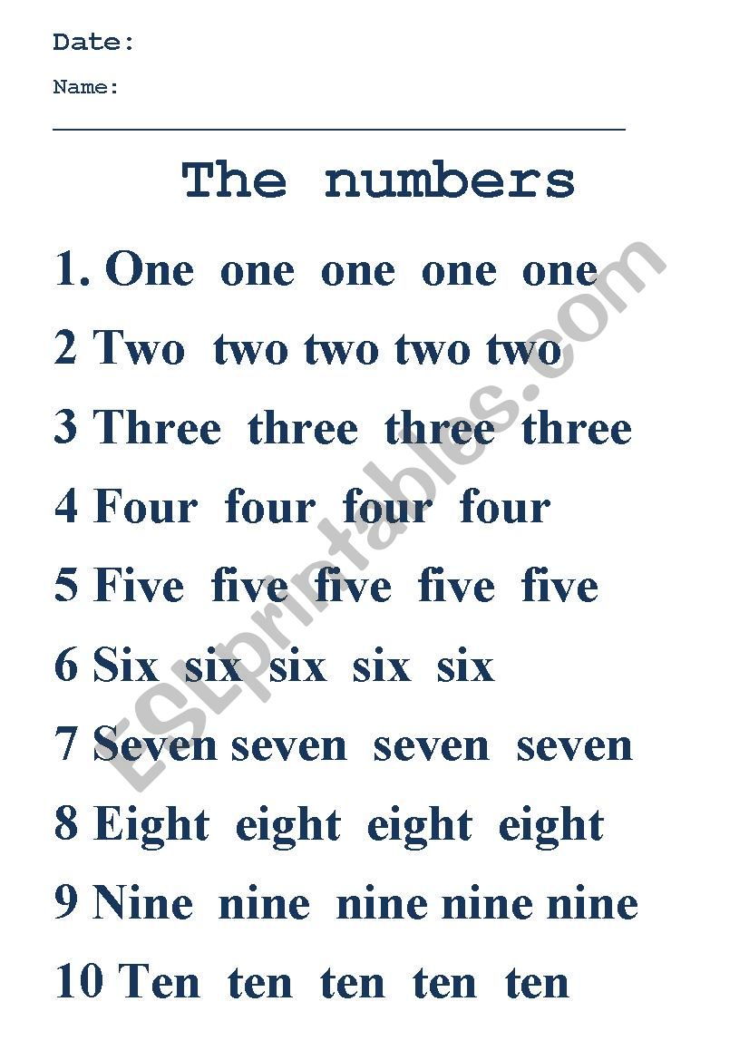 TRACING NUMBERS worksheet