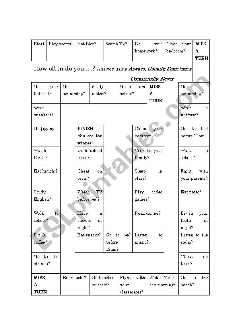 How often do you...? worksheet