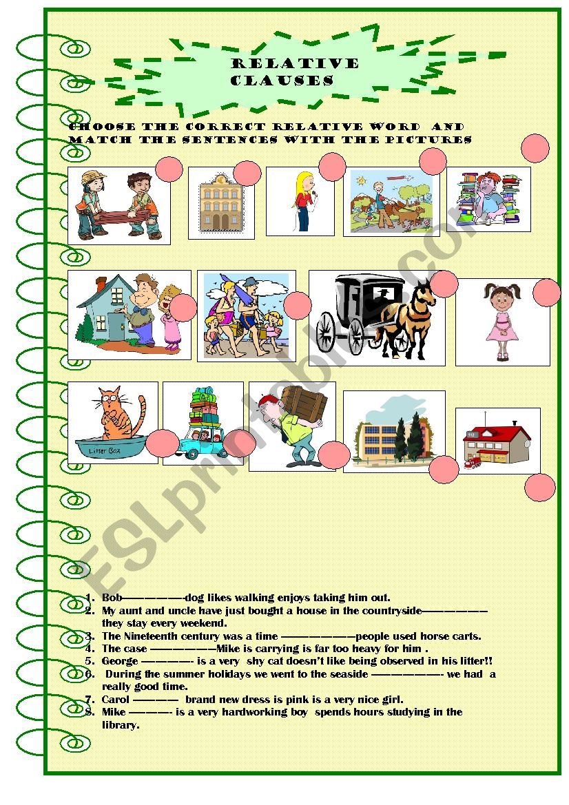 Relative clauses worksheet