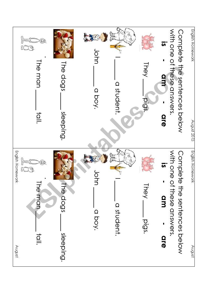 K3 homework sheets english/science/maths