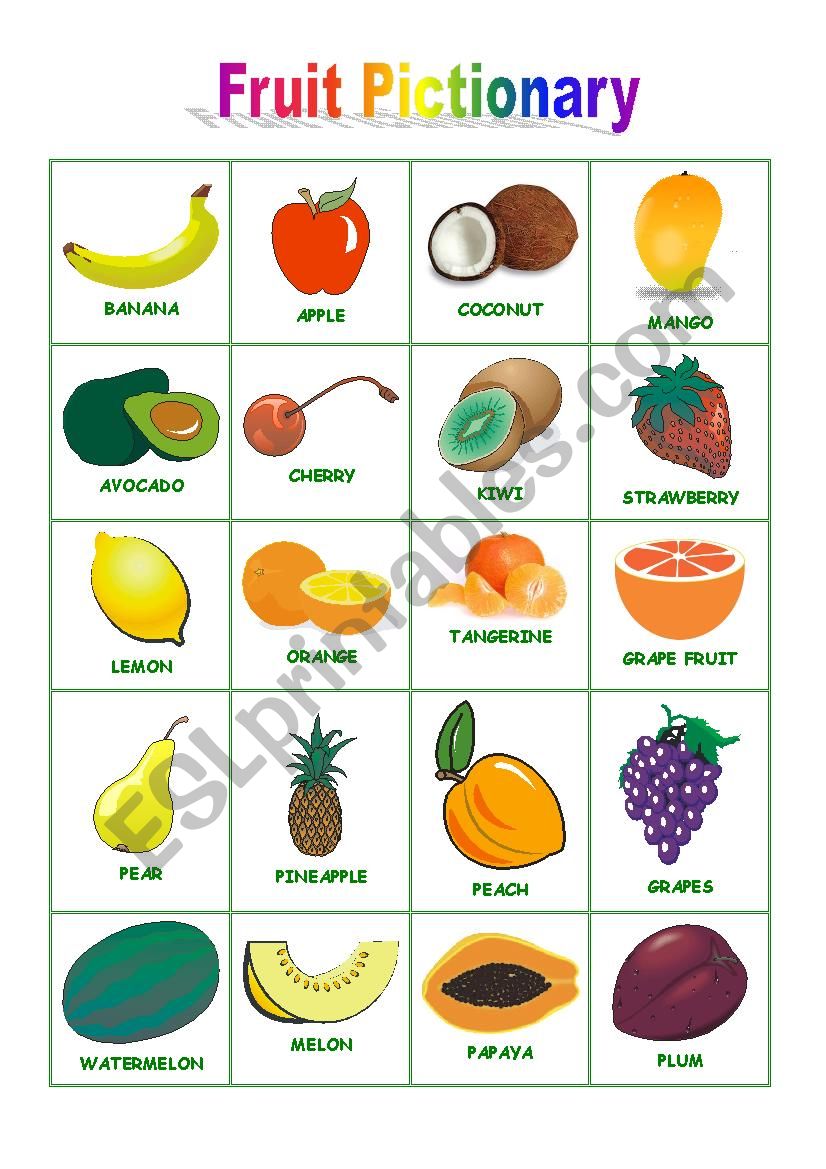 Fruit Pictionary worksheet