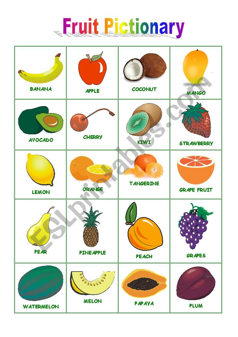 Fruit Pictionary worksheet