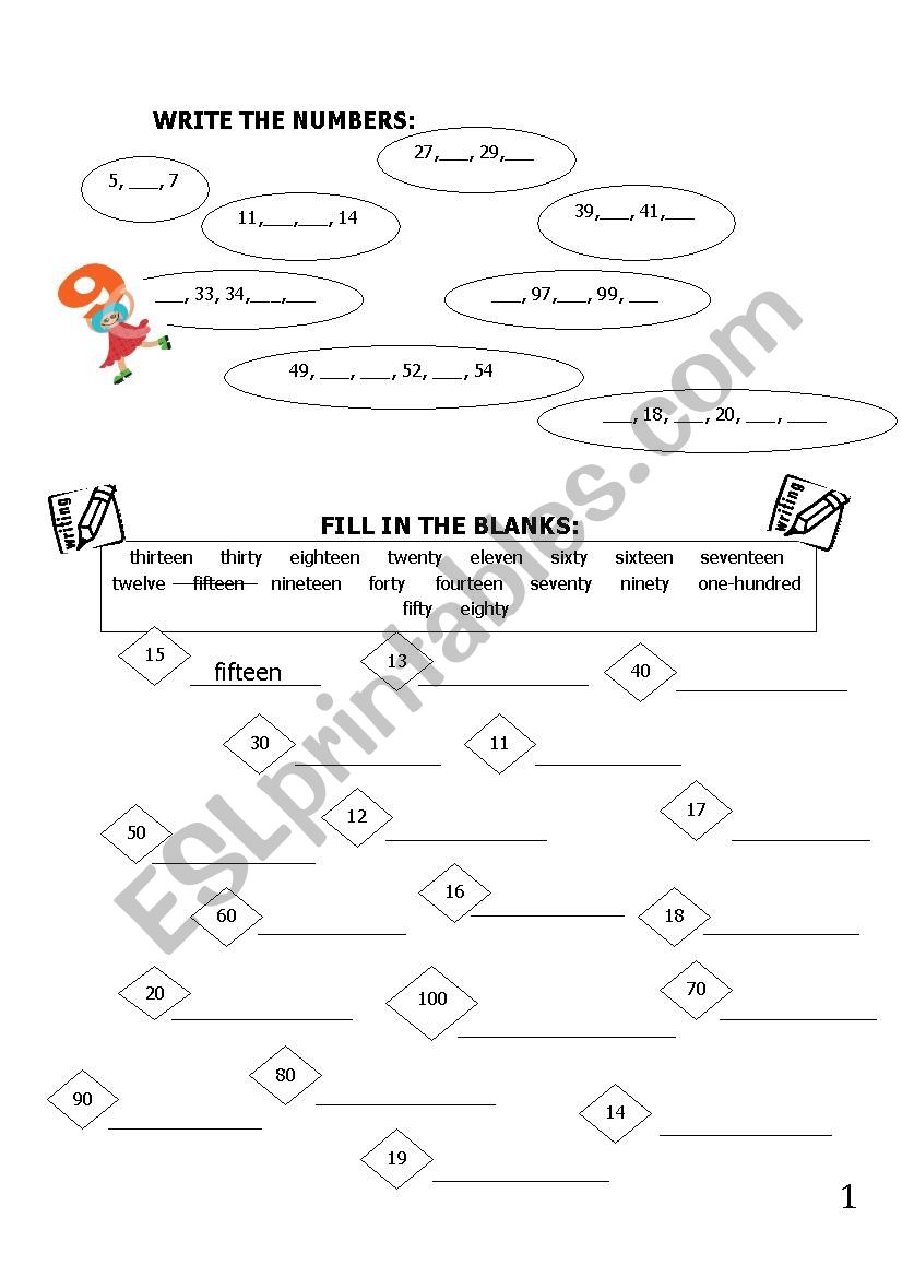 Numbers worksheet