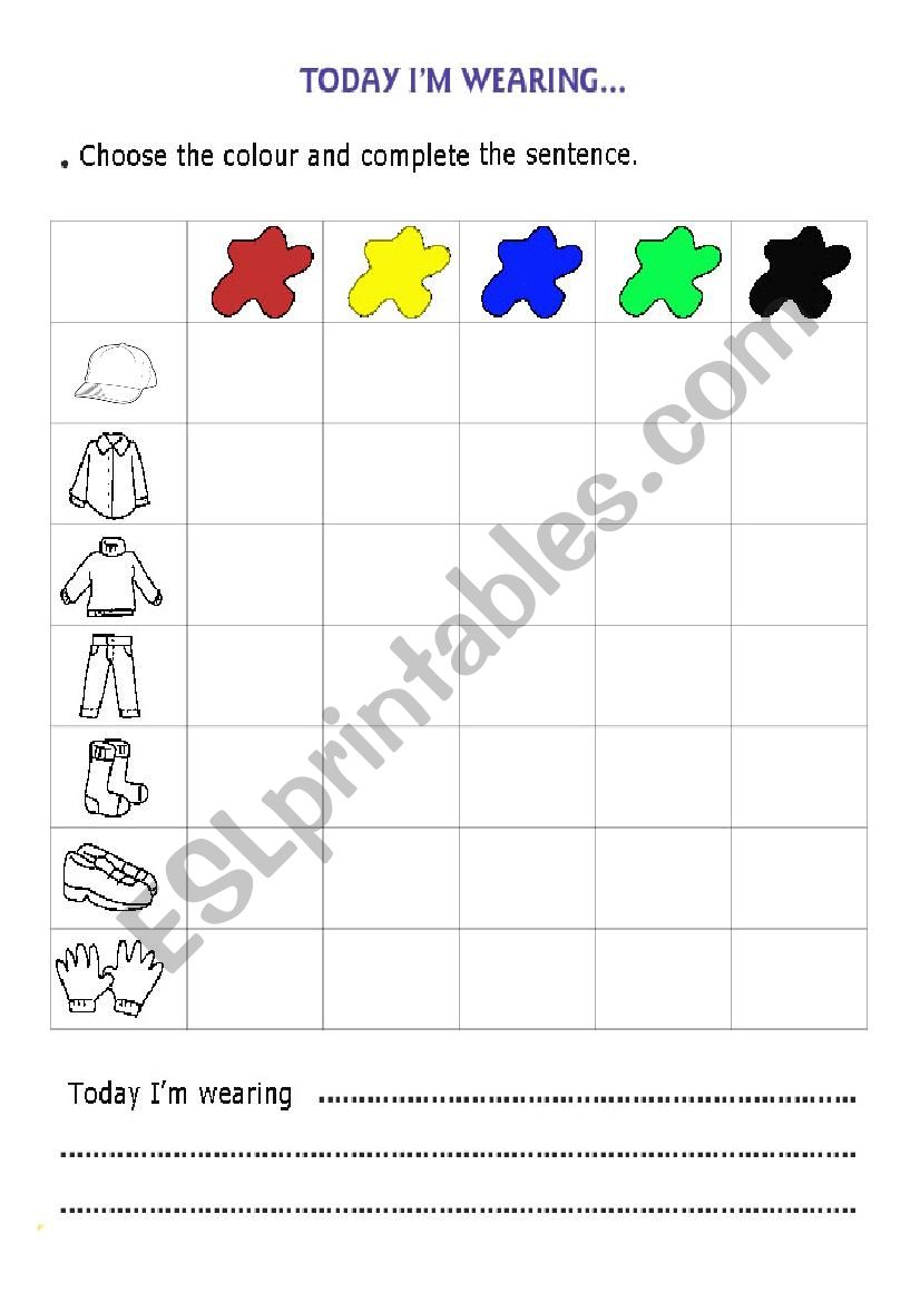 Today IÂ´m wearing worksheet