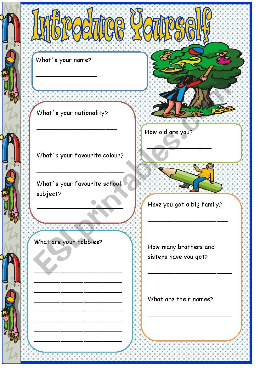 self introduction worksheet