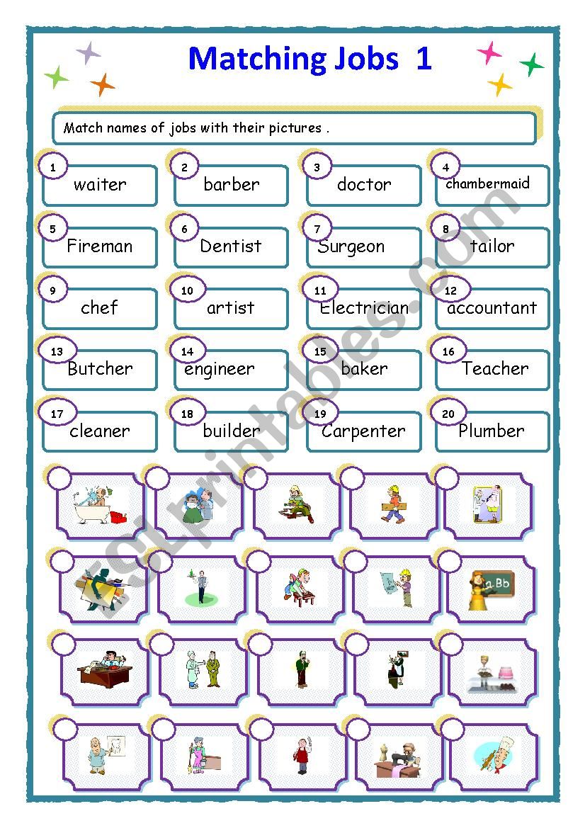 jobs  matching 1 worksheet