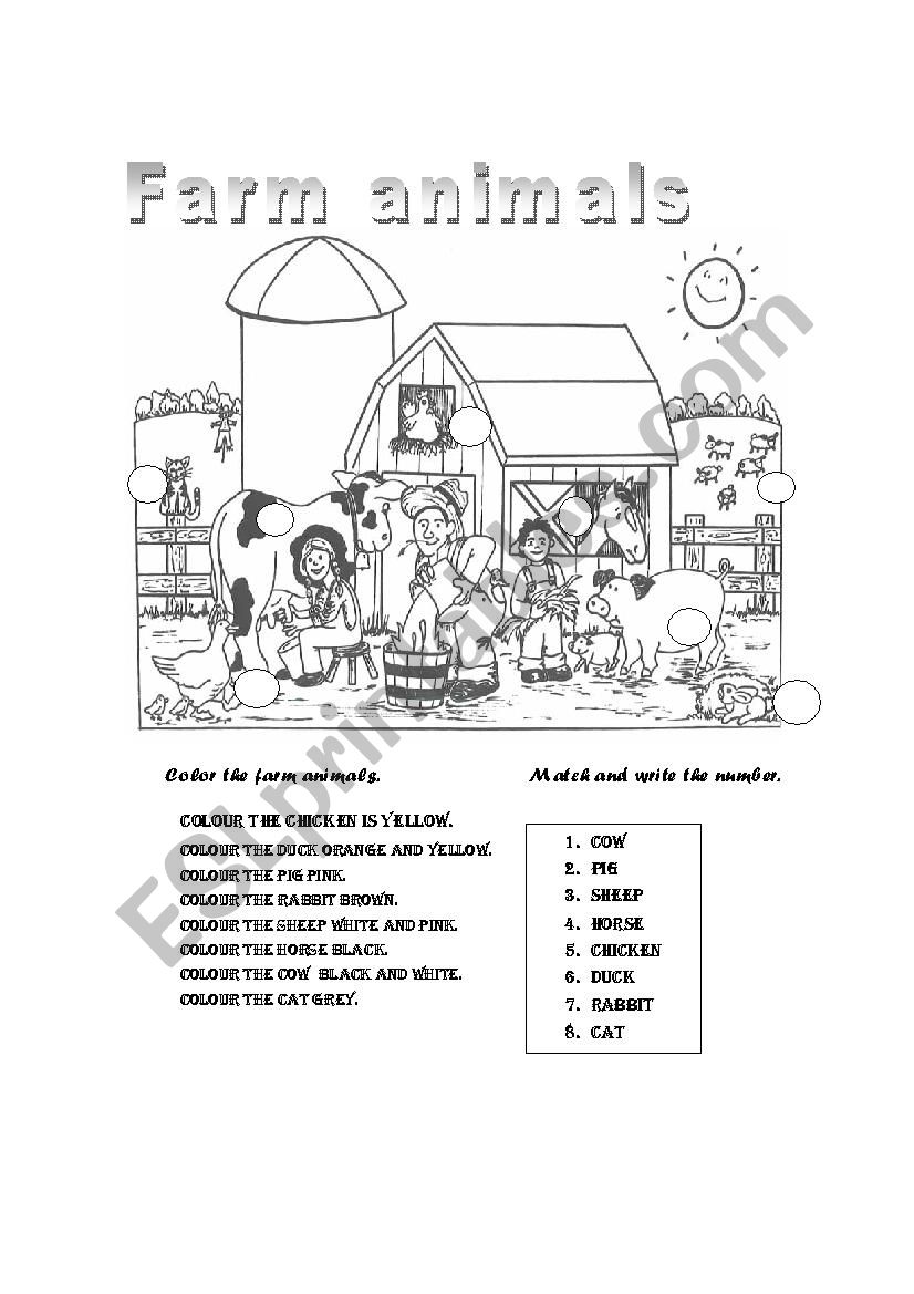 Farm animals worksheet