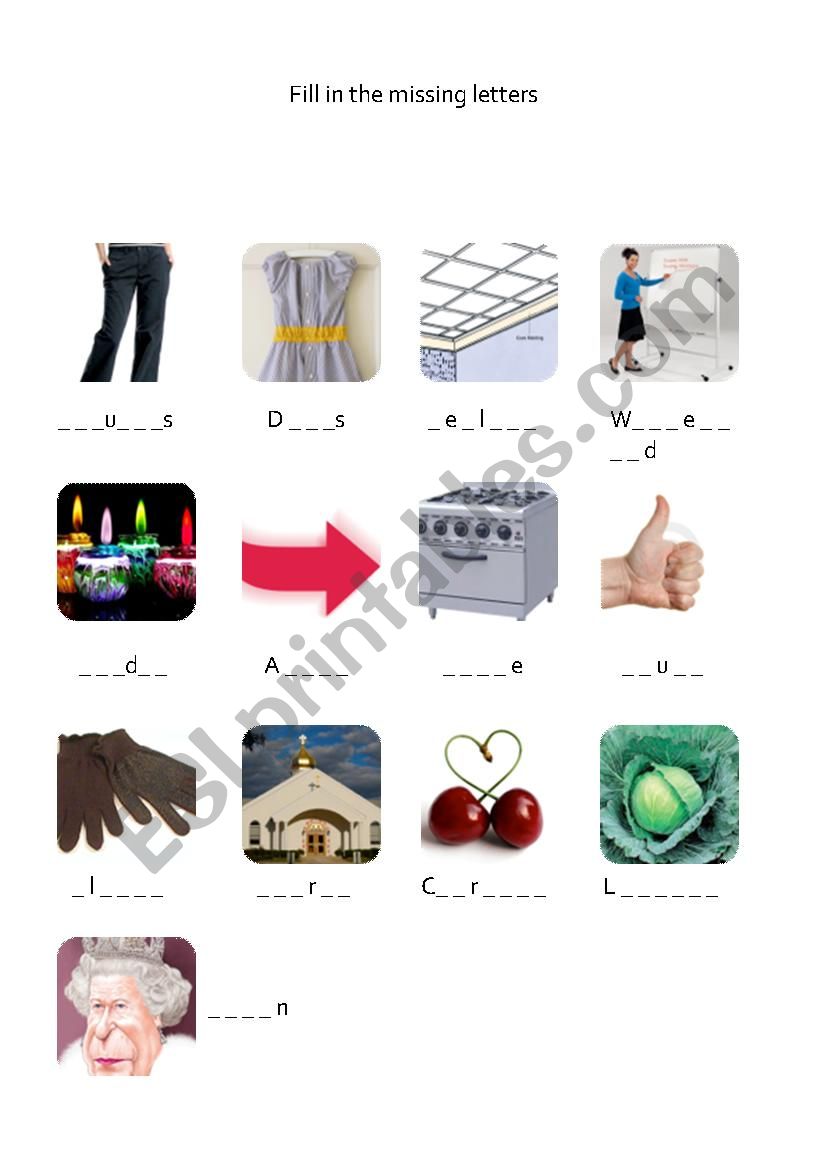Fill in the missing letters worksheet
