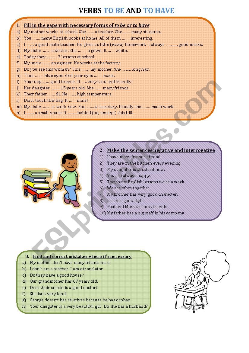 Verbs to be and to have worksheet