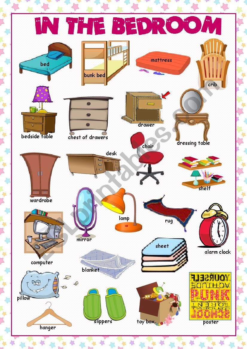 Bedroom Picture Dictionary worksheet