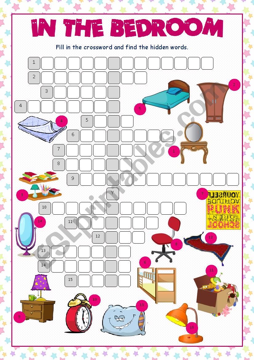 Bedroom Crossword Puzzle worksheet